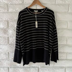 Max Studio Black and White Striped Top S-28